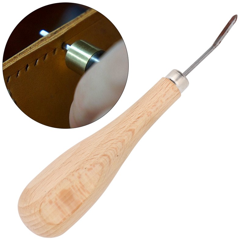 Rhombus Awl Steel Cone Punching Leather Tool Beech Handle Diamond
