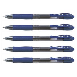 PILOT Pack of 5 G-2 Gel Ink Rollerball Pens Wide Point 1 mm Blueaa