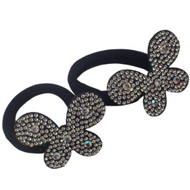 Topkids Accessories 2Pcs Hair Bands Bobbles Ponio Ponytail Band Elastic Bands hair accessories for women Hair Bands For Women Girls Fashion Girls Hair Accessories (Crystal Butterfly)