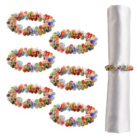 URROMA 6pcs Crystal Beaded Napkin Ring, Colored Napkin Ring Holders for Dining Anniversary, Birthday Christmas Holiday Party of Table Setting