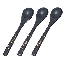 若泉 Lacquerware 割烹 Lacquerware 茶碗蒸si Spoon Black 色紙 Gold Foil 3 Piece H – 59 – 61 