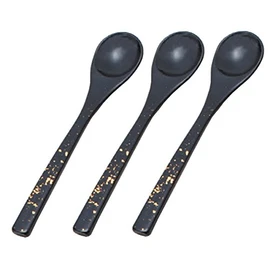 若泉 Lacquerware 割烹 Lacquerware 茶碗蒸si Spoon Black 色紙 Gold Foil 3 Piece H – 59 – 61 