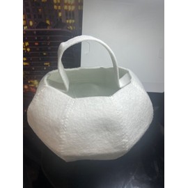 Creative Build A Basket White Felt  Round  Gift Basket Storage Bin Creative Craft 8In