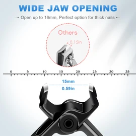 Toenail Clippers for Seniors Thick Toenails, Heavy Duty Large Nail Clippers with 15mm Wide Jaw Opening, Long Handle Toe Nail Clippers for Thick Nails Gifts for Men Seniors Women, Black