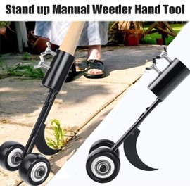 MiaoMa Hook Weed Remover Tool, Patio Weeding Tool with Wheels Weed Puller, Weeding Tools for Garden, Weed Removing Tool without Kneeling for Cleaning between Slabs, Block, Patios Lawns,Paving