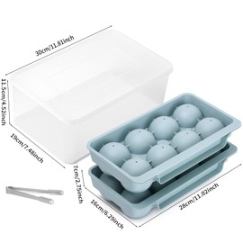 Large Ice Cube Molds, 2 Pack 2.5 Inch Reusable Ice Cube Molds, Ice Cube Tray with Lid and Bin, Leak-free Stackable Ice Molds Easy to Fill and Remove Square Large Ice Cube Molds (2-Blue)