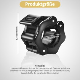 Pack of 4 Dumbbell Clasps, Quick Release, Dumbbell Clasps, 25 mm, Dumbbell Bar, Quick Release, Barbell Clamps, Quick Lock for Workout, Weightlifting, Black