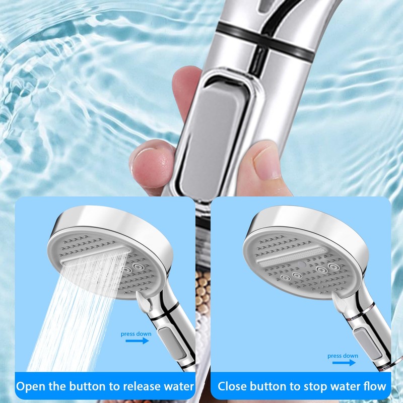 Filter Shower Head, with 3 Modes Water Saving Bathing Powerful