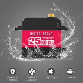 25KG Servo High Torque Servo Motors, Waterproof Full Metal Gear Steering Servo for Robot DIY, Digital Servo with 25T Servo Horn, Control Angle 180°