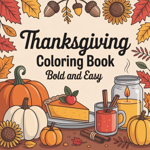 Thanksgiving Coloring Book Bold and Easy: Cozy Fall Scenes with