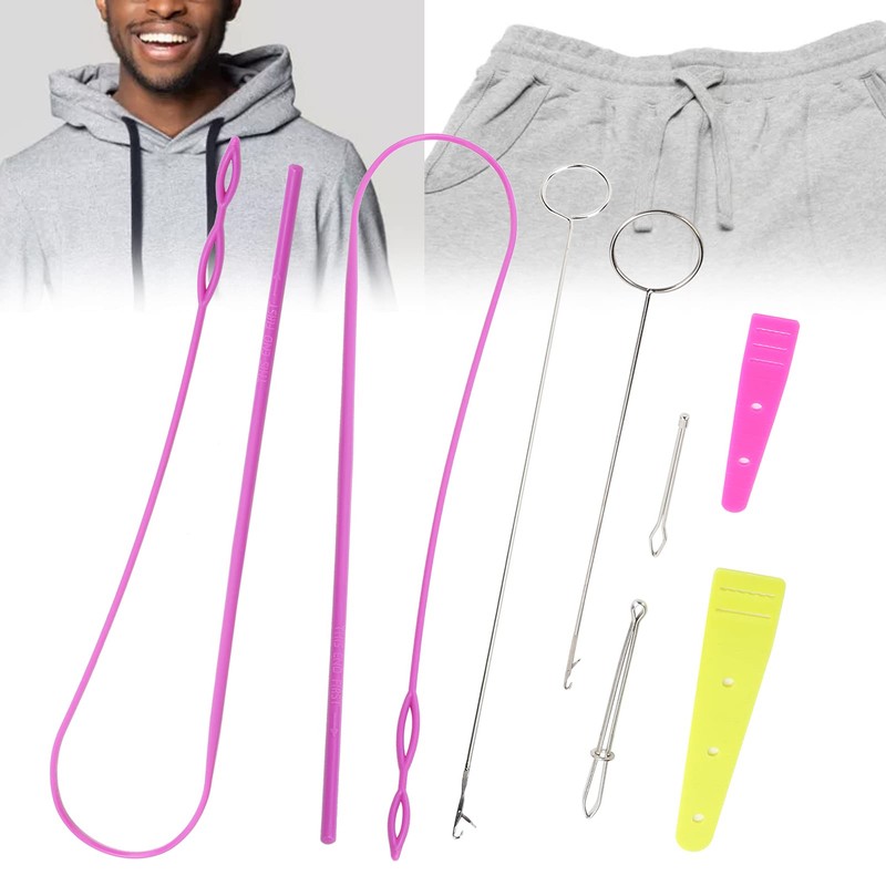 9Pcs Drawstring Threader Tool Set, Including 2 Sewing Loop Turner