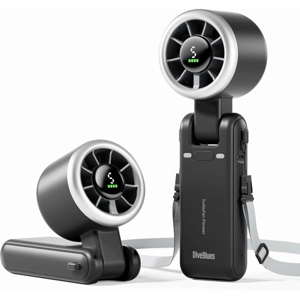 Portable Handheld Turbo Fan, 5 Gear Wind, Battery Operated, up