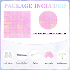 Shimmer Wall Backdrop Pink Wall Panels 12Pcs Square Sequin Shimmer Wall Backdrop Decoration for Birthday Party,Wedding, Anniversary