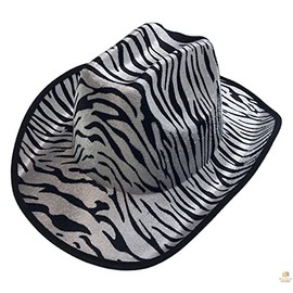 BR Zebra HAT Adult Cowboy Print Wild West Costume Party Fancy Dress Fedora Black and White