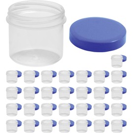 30 Ointment Jar Containers Cream/Ointment Kruke 25ml Flat Transparent with Blue Lid – Made In Germany