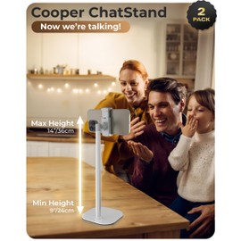 Cooper ChatStand - Paquete de 2 – Soporte de teléfono celular ajustable en altura para computadora, giratorio, inclinable, 9 – 14 pulgadas, soporte telescópico para teléfono celular para computadora