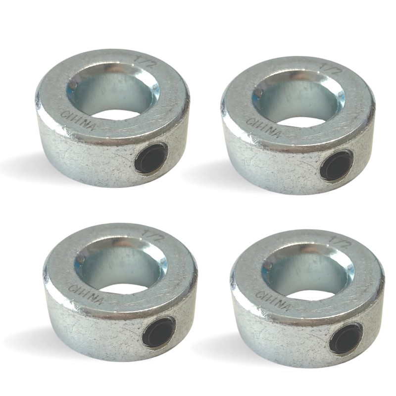 (4-Pack) 1/2” Bore Solid Steel Shaft Collars with Zinc Plated
