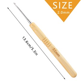 2 mm Crochet Hooks, Ergonomic Handle for Arthritic Hands, Wooden Handle, Extra Light Knitting Needles for Beginners and Crochet Yarn (2 mm)