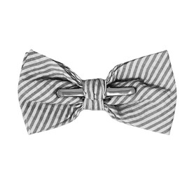 Jacob Alexander Men's Seersucker Striped Pattern Pre-tied Clip-On Bow Tie - Black