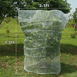 Insect Bird Barrier Mesh Barrier Netting Mesh with Drawstring- 3.5 * 2.5Ft Garden Netting Barrier Plant Cover- Fruit Tree Net for Protect Tomato Plant Fruits Flower from Insect Bird Eating