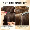 Handwig 80 Strands Bright Red Hair Tinsel, 2-in-1 Kit Vibrant