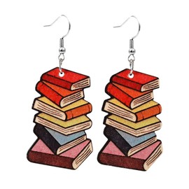 Lovely Owl Book Dangle Earrings - Apple Pen Drop Earrings - Unique Teacher's Day Jewelry (Books)