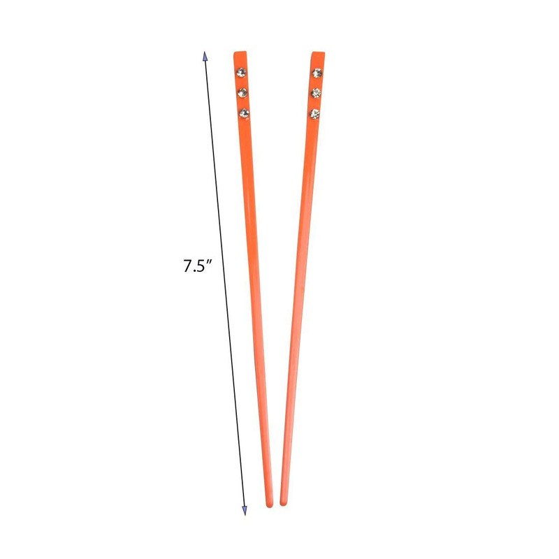 Set of 2 Hair Sticks with 3 Diamonds Chopsticks -
