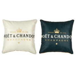 Cushion Cover for Sofa, Decorative Cushion Covers Champagne and Black, 45 x 45 cm, Set of 2 Cotton Linen Solid Color Sofa Cushion Armrest Natural Linen Fabric