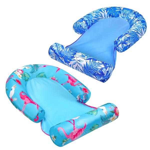 2 Pack Adult Pool Float Chair with Leg-Rest, Versatile Inflatable