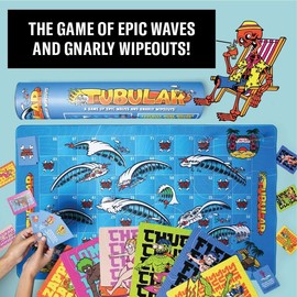 Tubular Chutes and ladders Board Game, 80/90's Surf and Skate Inspired Designs, Rollout Neoprene Game Board for Kids, Family and Adults