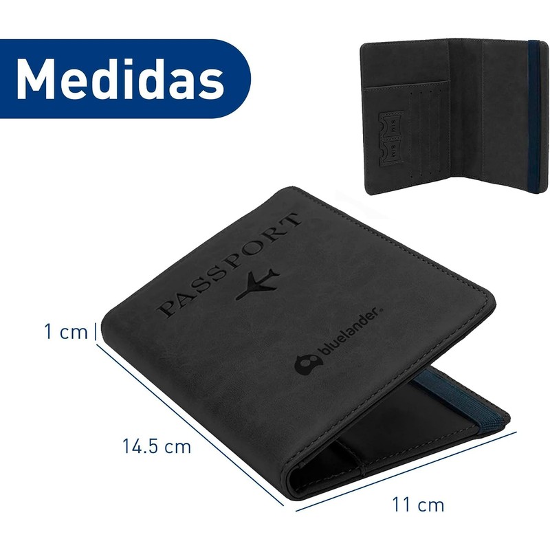 Bluelander Porta Pasaporte, con Protección RFID, Porta Pasaporte y Visa,