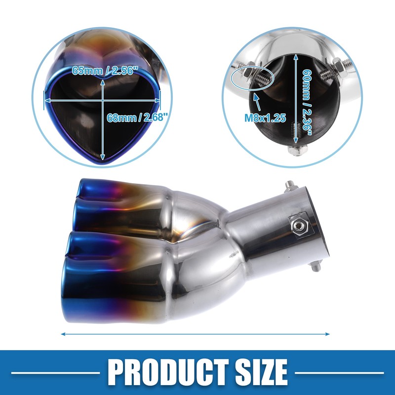 A ABSOPRO Car Double Exhaust Tip Pipe Heart Shape 2.5
