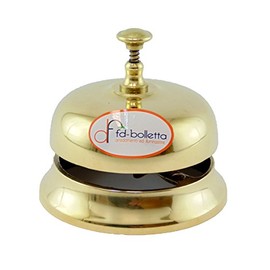 fd-bill furniture and lighting Hotel Bell Polished Brass, Table Bell, Desk Bell, Brass Object for Furniture ca1 Measures: H 8.5 cm, Ø 9.5 cm