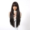 Cemuto Dark Brown Synthetic Wig with Bangs Glueless Long Straight
