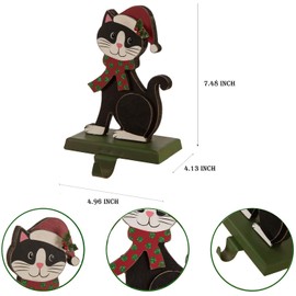 Glitzhome Christmas Theme Smart Cat Stocking Holder Seasonal Home Decor, 7.50" H