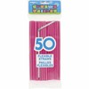 Disposable Hot Pink Plastic Flex Straws - 11.5", 50 Count
