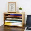 WKWKER File Organizer with 3 Adjustable Shelves Bamboo Document Letter