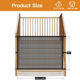 Dog Pet Mesh Gate Stairs - Baby Safety Barrier Gates for Stairway - No Drilling Puppy Gates for Indoor - Banister to Banister Baby Gates for Stairs