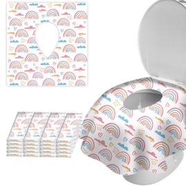 ZHOMA 20 Pack Toilet Seat Covers Disposable for Bathroom, Extra Large XL Size Waterproof Covers for Toddler Potty Training, Individually Wrapped Portable for Adults Kids Travel Trip Airplane -Rainbow