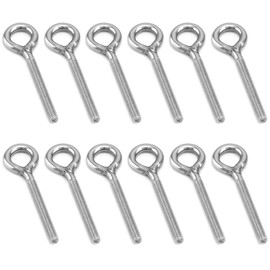 Long Shank Stainless Steel Eye Bolts, Pack of 12 Eye Bolts M4, Eye Bolts M4, Eye Screws, for Fixing and Hanging