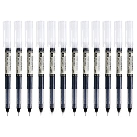 Anller 12 Pieces Liquid Ink Rollerball Pens, 0.5mm Needle Tip, Quick-Drying Ink, Rolling Ball Pens, black