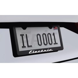 Unbranded Glowing "Electric" Text Black Stainless Steel License Plate Frame Premium Style