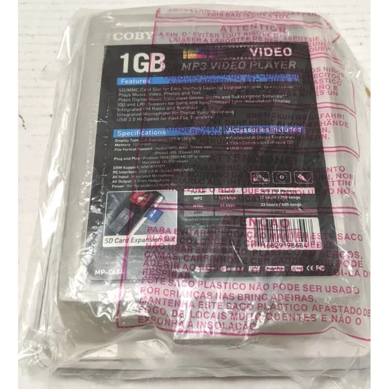 Coby MP684 1GB Video expandae SD MP3 Player Digital Media