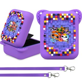 RAIALL Silicone Cover Case for Bitzee Interactive Toy Digital Pet, Kids Protective Virtual Electronic Pet Game Lanyard Silicone Holder for Boys and Girls, Portable Travel Soft Silicone Sleeve, Purple