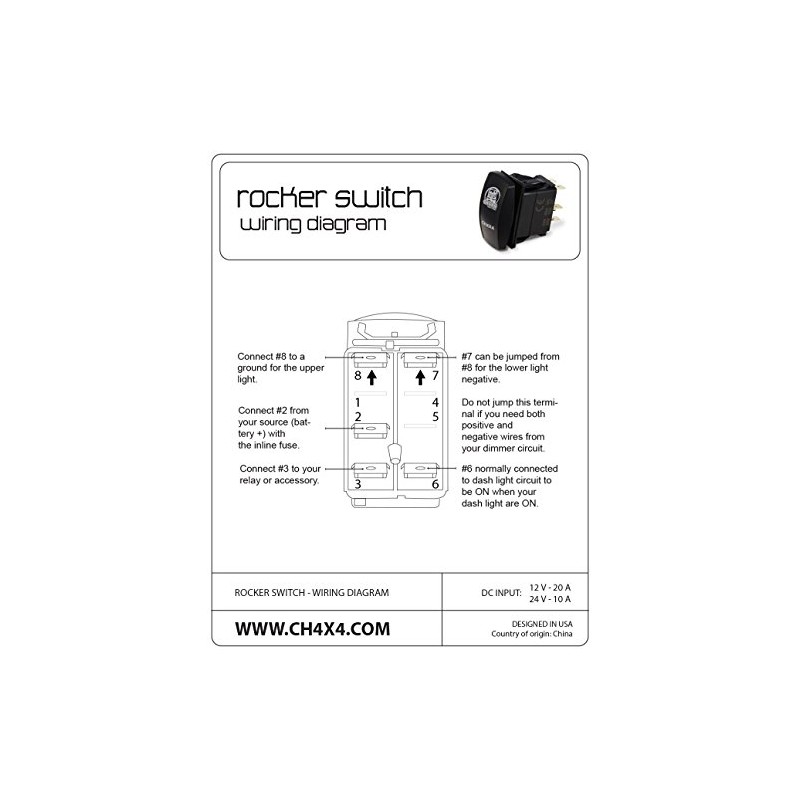 CH4X4 Rocker Switch V2 Front Strobe Lights Symbol - Horizontal