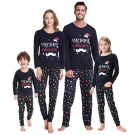 VENTELAN Family Matching Christmas Pajamas Set Holiday Santa Claus Sleepwear Cotton PJS Set for Couples and Kids,Men,XL