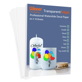 WinnerTransfer Waterslide Decal Paper Inkjet Clear 10 Sheets Professional Water-Slide Transfer Transparent Printable Water Slide Decals A4 (WT-IW0-1.0-10)