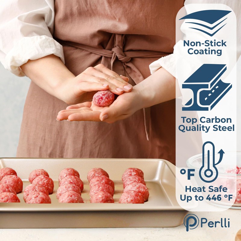 Perlli Baking Kit: Nonstick Gold Steel Oven Set - 10