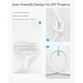 Samsion RGB Neon Light Strip 16.4FT/5M Multicolor Neon Rope Lights Indoor Outdoor Led Strip Lights Waterproof 80LEDs/M AC 110V~130V Color Changing Ne on LED Lights for Bedroom Home Commercial Lighting