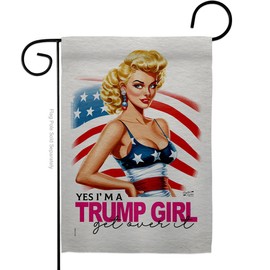 Trump Flag I am Trump Girl Flag Yard Sign Wall Hanging Home Viintage Poster Make America Again 2024 Garden Outdoor Patriotic Patio Decoration Women, Republican Gifts Made in USA